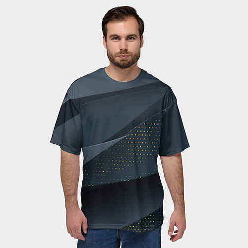 Мужская футболка оверсайз Абстракция с темным фоном / 3D-принт – фото 3