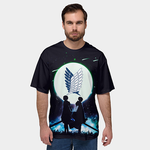Мужская футболка оверсайз Атака Титанов Attack on Titan, Logo / 3D-принт – фото 3
