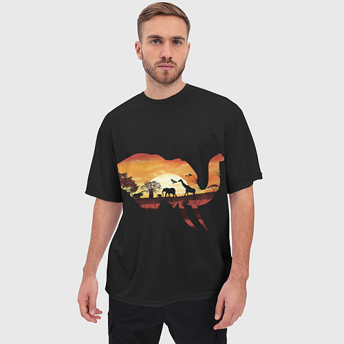 Мужская футболка оверсайз Душа природы - слон / 3D-принт – фото 3