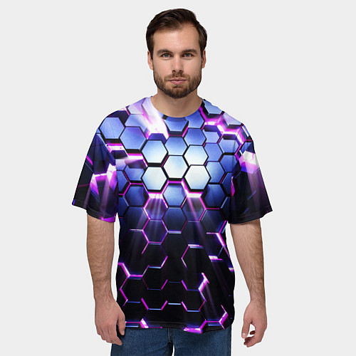 Мужская футболка оверсайз Соты - 3d / 3D-принт – фото 3