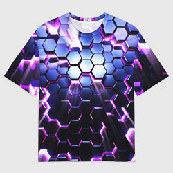 Мужская футболка оверсайз Соты - 3d