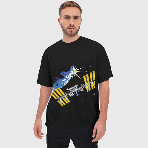 Мужская футболка оверсайз Международная Космическая Станция 3D / 3D-принт – фото 3