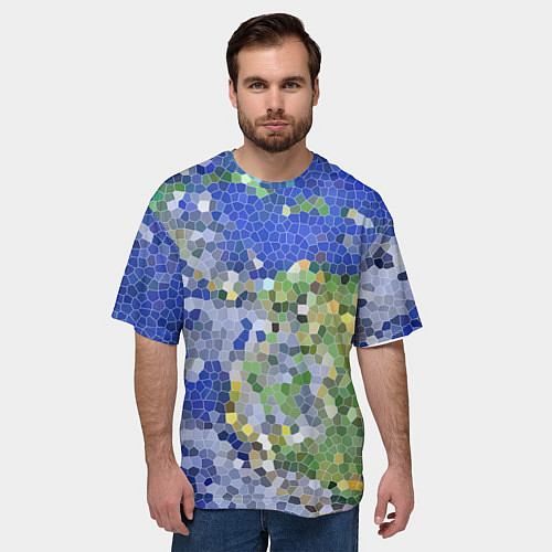 Мужская футболка оверсайз Планета Земля - пиксельный рисунок / 3D-принт – фото 3