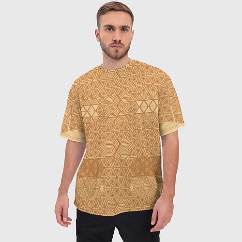 Мужская футболка оверсайз Геометрический узор абстрактный ритм / 3D-принт – фото 3