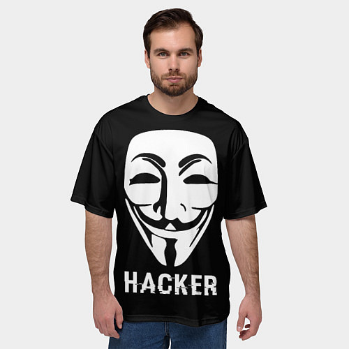 Мужская футболка оверсайз HACKER Маска V / 3D-принт – фото 3