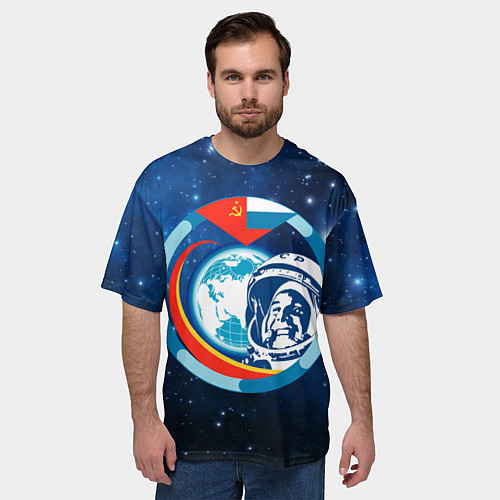 Мужская футболка оверсайз Первый Космонавт Юрий Гагарин 3D 3 / 3D-принт – фото 3