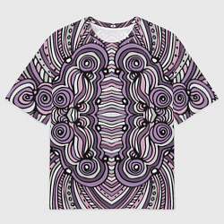 Футболка оверсайз мужская Абстракция Разноцветный калейдоскоп Фиолетовый, че, цвет: 3D-принт