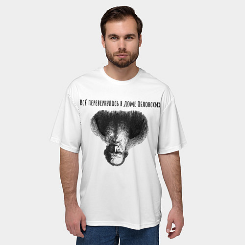 Мужская футболка оверсайз Все перевернулось / 3D-принт – фото 3