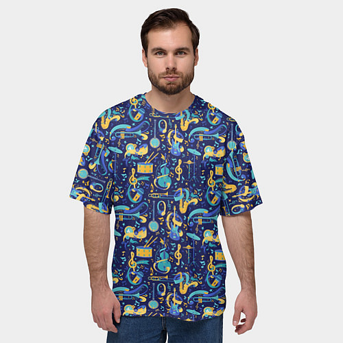 Мужская футболка оверсайз Музыкальные Инструменты Музыкант / 3D-принт – фото 3