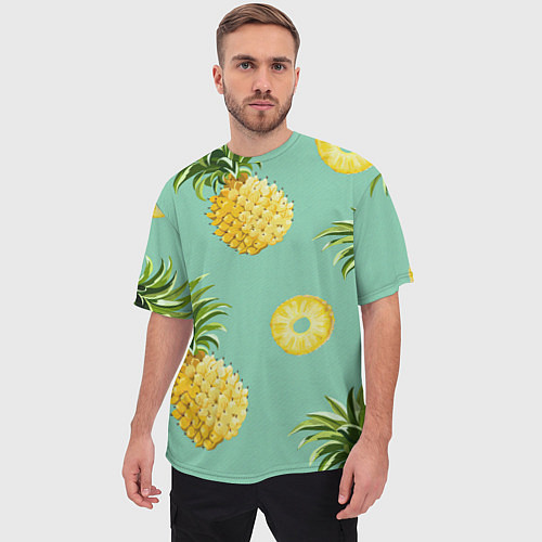 Мужская футболка оверсайз Большие ананасы / 3D-принт – фото 3