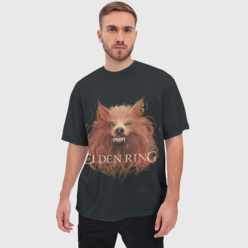 Мужская футболка оверсайз Алый волк из Elden Ring / 3D-принт – фото 3