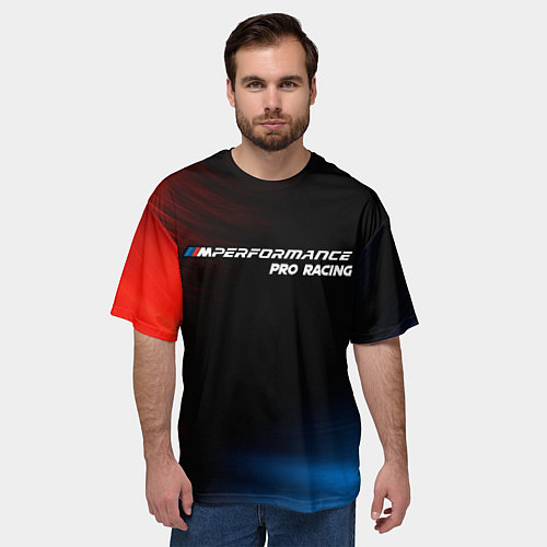 Мужская футболка оверсайз БМВ Pro Racing Космос / 3D-принт – фото 3