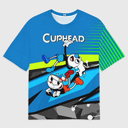 Футболка оверсайз мужская 2 чашечки cuphead, цвет: 3D-принт