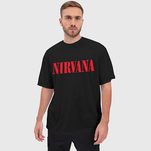 Мужская футболка оверсайз Nirvana in Red / 3D-принт – фото 3