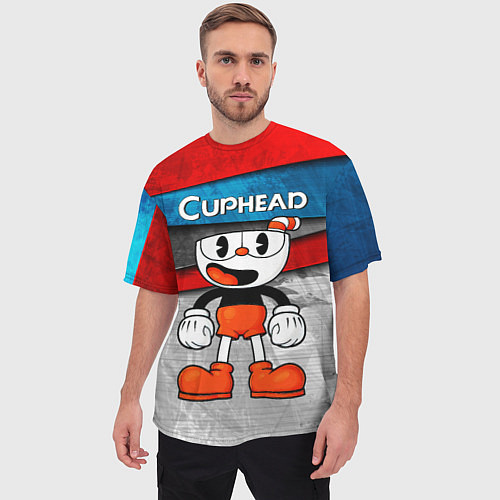 Мужская футболка оверсайз Cuphead Красная чашечка / 3D-принт – фото 3