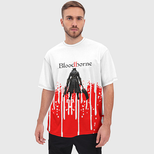 Мужская футболка оверсайз BLOODBORNE потеки красок / 3D-принт – фото 3