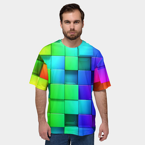 Мужская футболка оверсайз Color geometrics pattern Vanguard / 3D-принт – фото 3