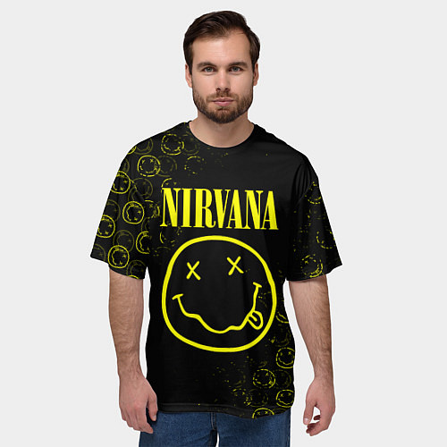 Мужская футболка оверсайз NIRVANA логотипы / 3D-принт – фото 3