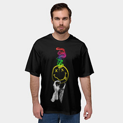 Футболка оверсайз мужская NIRVANA цветной дым, цвет: 3D-принт — фото 2