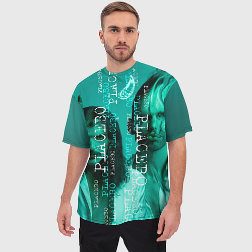 Мужская футболка оверсайз Placebo - turquoise / 3D-принт – фото 3