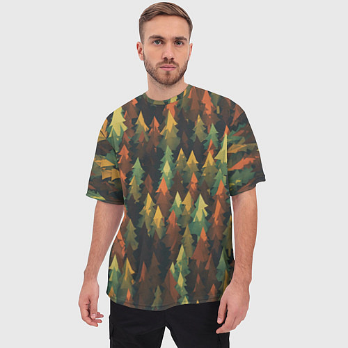 Мужская футболка оверсайз Spruce forest / 3D-принт – фото 3