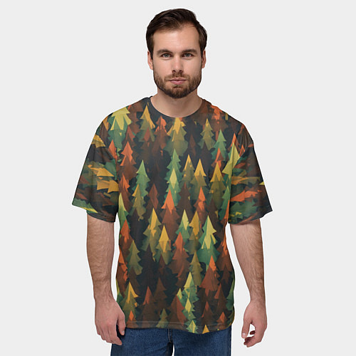 Мужская футболка оверсайз Spruce forest / 3D-принт – фото 3