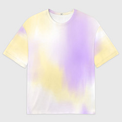 Футболка оверсайз мужская Акварельный принт с желтым и фиолетовым цветами, цвет: 3D-принт