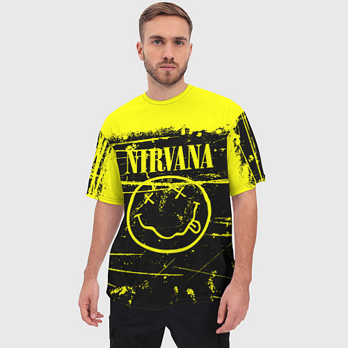 Мужская футболка оверсайз NIRVANA гранж / 3D-принт – фото 3