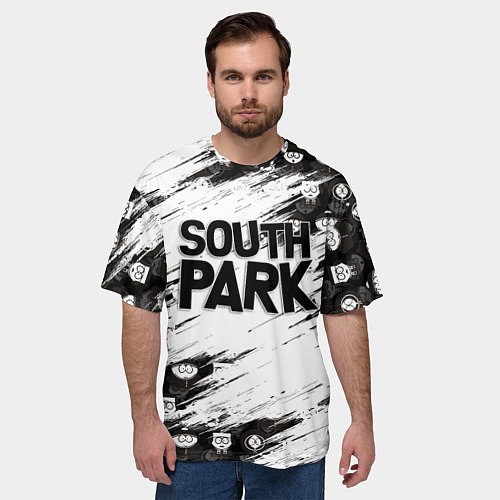 Мужская футболка оверсайз Южный парк - персонажи и логотип South Park / 3D-принт – фото 3
