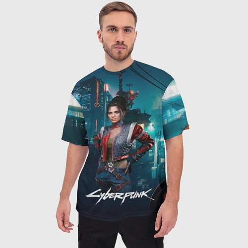 Мужская футболка оверсайз Panam cyberpunk 2077 / 3D-принт – фото 3
