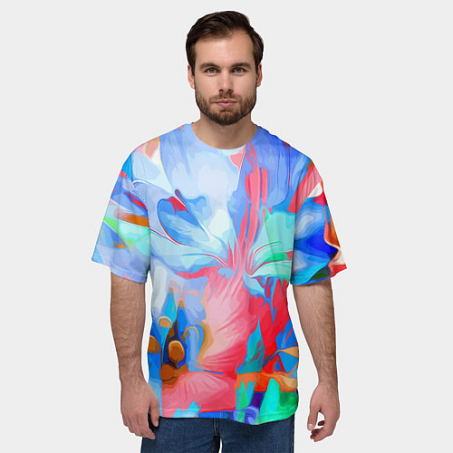 Мужская футболка оверсайз Fashion floral pattern / 3D-принт – фото 3