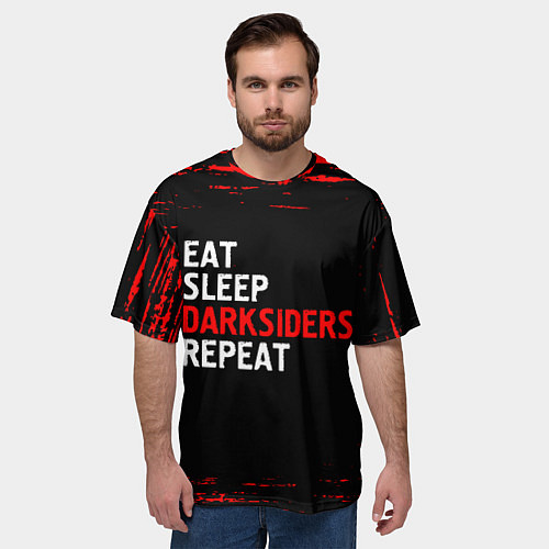Мужская футболка оверсайз Eat Sleep Darksiders Repeat Краска / 3D-принт – фото 3
