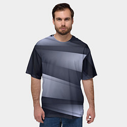 Футболка оверсайз мужская Серо-белая Волна, цвет: 3D-принт — фото 2