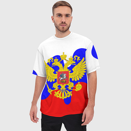 Мужская футболка оверсайз Герб россии герб / 3D-принт – фото 3