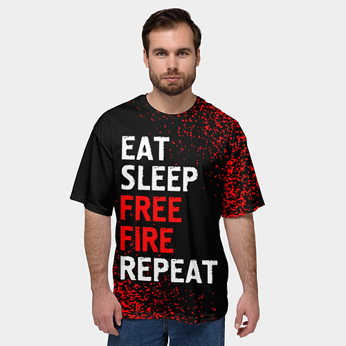 Мужская футболка оверсайз Eat Sleep Free Fire Repeat Арт / 3D-принт – фото 3