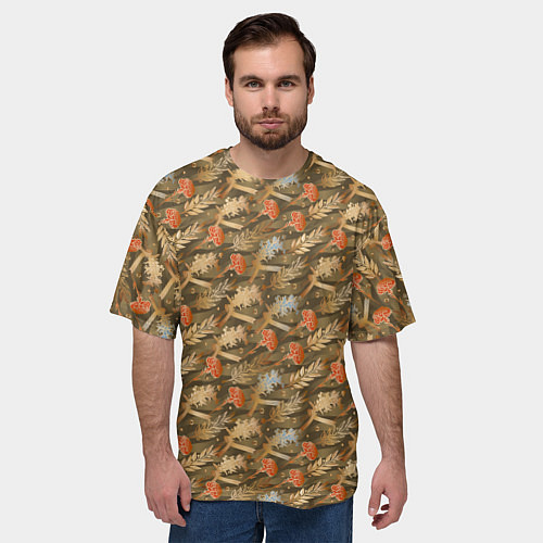 Мужская футболка оверсайз Гвоздики, золотой лавр, ленточки / 3D-принт – фото 3