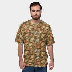 Футболка оверсайз мужская Гвоздики, золотой лавр, ленточки, цвет: 3D-принт — фото 2