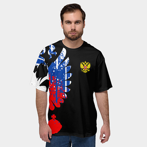Мужская футболка оверсайз Герб russia / 3D-принт – фото 3