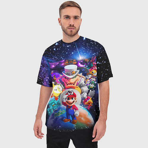 Мужская футболка оверсайз Super Mario Odyssey Space Video game / 3D-принт – фото 3