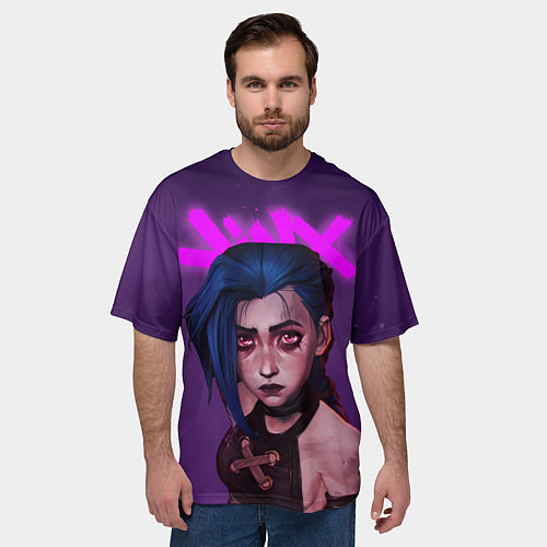 Мужская футболка оверсайз ARCANE League Of Legends JINX / 3D-принт – фото 3
