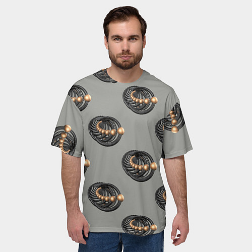 Мужская футболка оверсайз АБСТРАКТ СПИРАЛЬНЫЙ / 3D-принт – фото 3