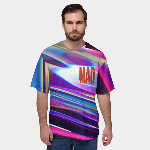 Мужская футболка оверсайз Neon pattern Mad / 3D-принт – фото 3