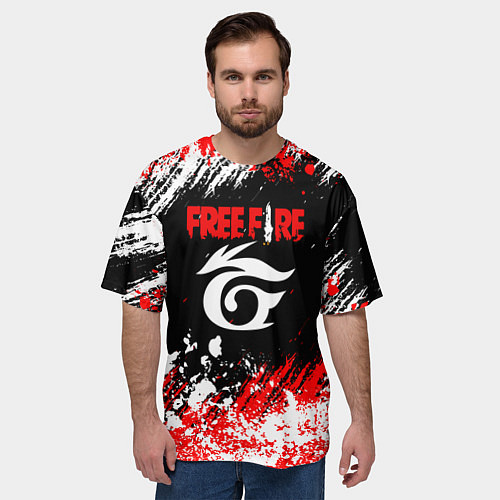 Мужская футболка оверсайз Free Fire брызги красок / 3D-принт – фото 3