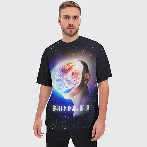 Мужская футболка оверсайз Космос внутри нас / 3D-принт – фото 3