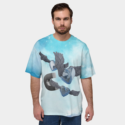 Мужская футболка оверсайз Angel Hearts / 3D-принт – фото 3