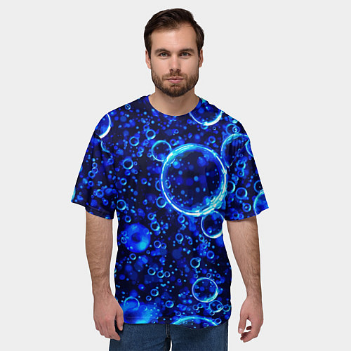 Мужская футболка оверсайз Пузыри воздуха в воде Pattern / 3D-принт – фото 3