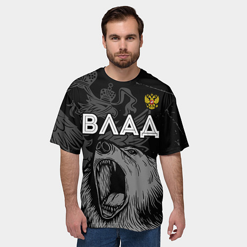 Мужская футболка оверсайз Влад Россия Медведь / 3D-принт – фото 3
