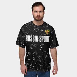 Футболка оверсайз мужская РОССИЯ - ГЕРБ Russia Sport, цвет: 3D-принт — фото 2