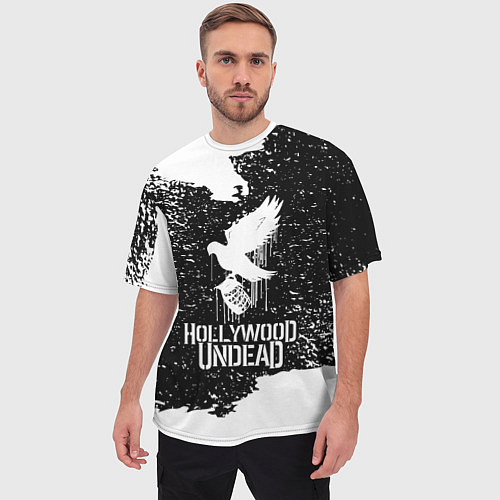Мужская футболка оверсайз Hollywood Undead - CHAOS Out Now / 3D-принт – фото 3