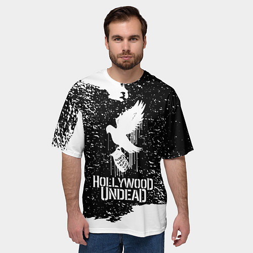 Мужская футболка оверсайз Hollywood Undead - CHAOS Out Now / 3D-принт – фото 3